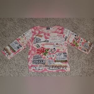Take Two Clothing Co Italy Themed 3/4 Sleeve Shirt Size Large